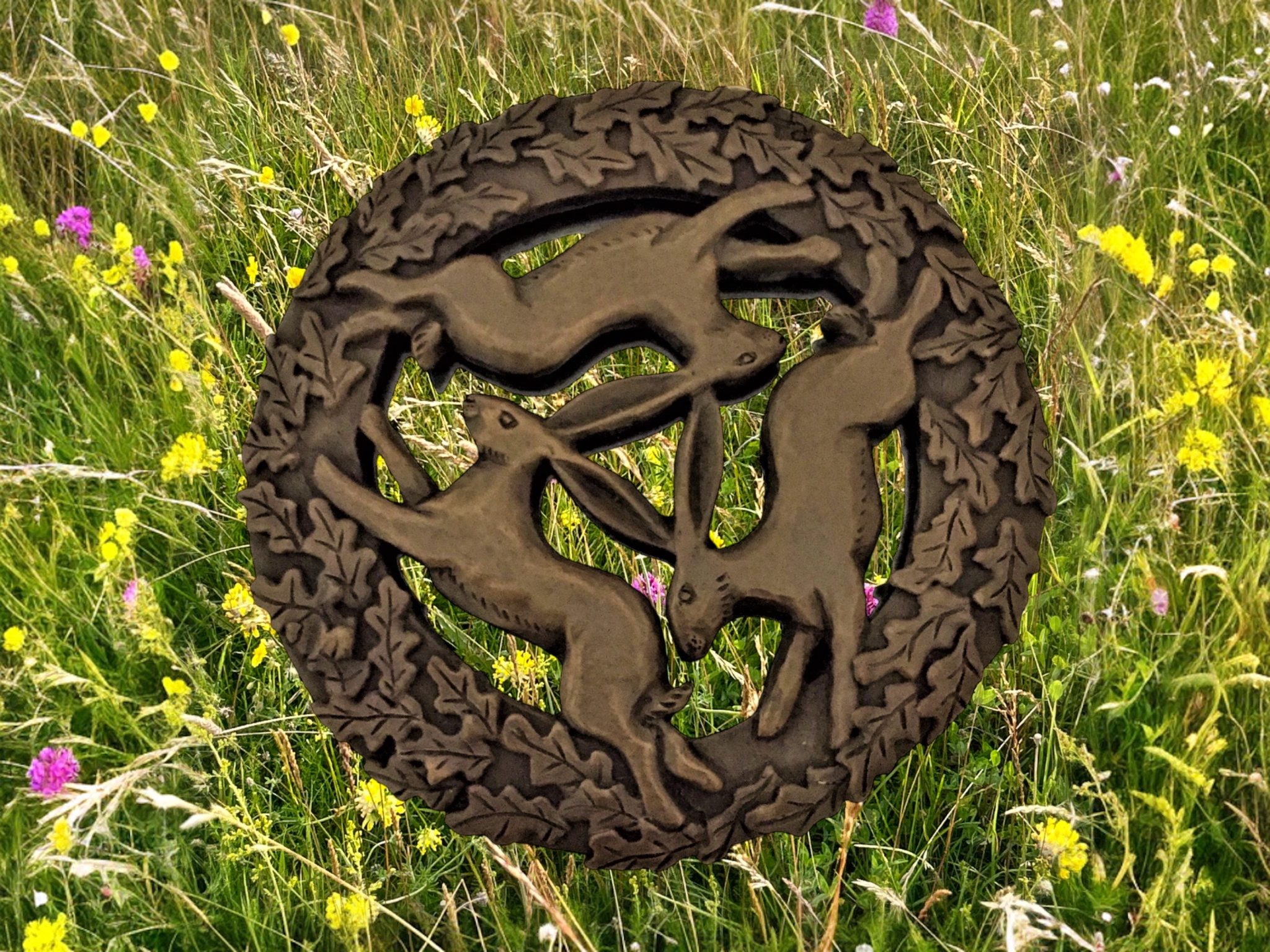 Bronze Triple Hare Wall Plaque, Tinner’s Rabbits – The Celtic Knot